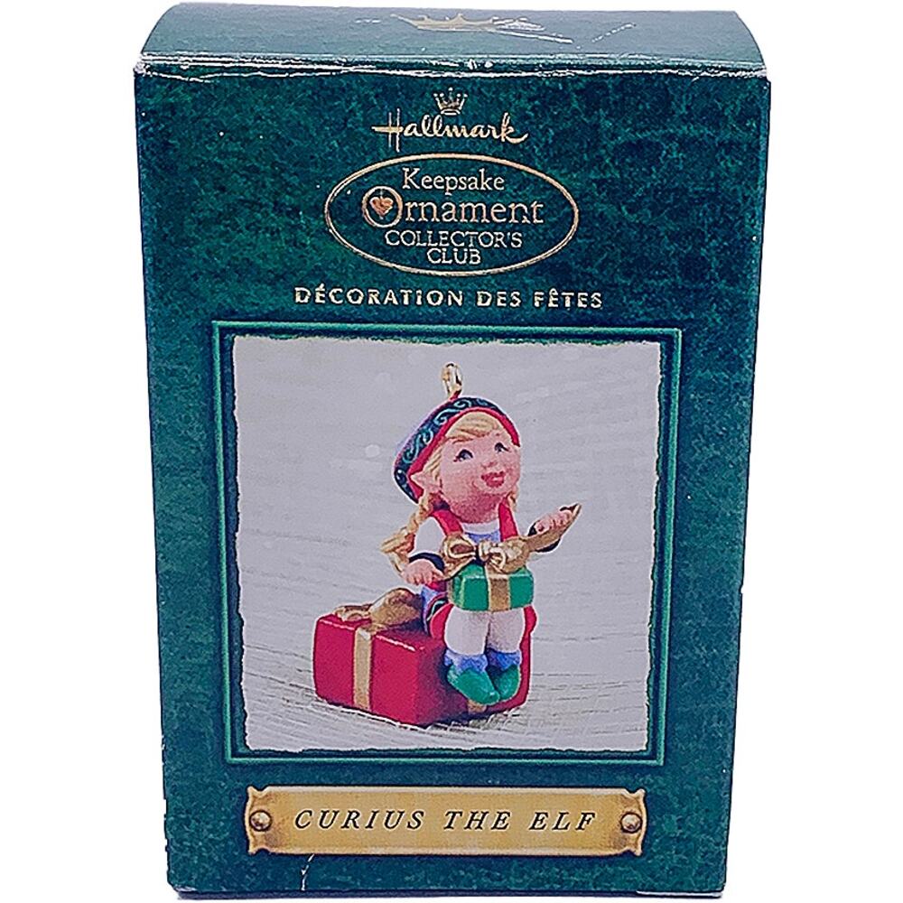 2002 Hallmark Keepsake Curius the Elf Collector's Club Christmas Ornament in Box